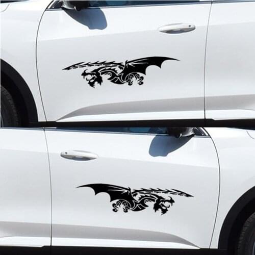 2PCS Flying Fire Dragon Loong Funny Car Stickers Funny Creative Decoration Decals For Doors Auto Tuning Styling Vinyls D21