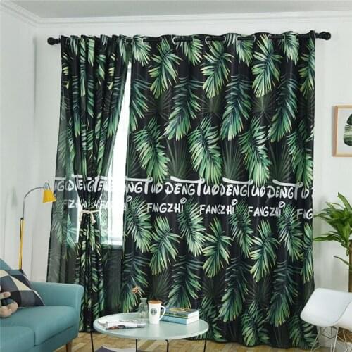 Green Leaf Black Out Curtains for Living Room Window Door Jinya Home Decor Polyester Fabric Bedroom Kitchen Hotel Thermal Insula