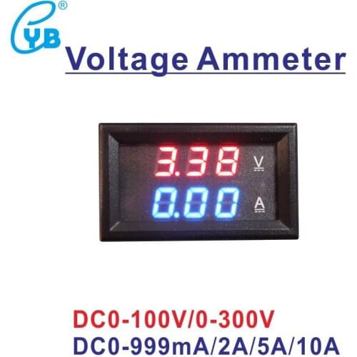 DC0-100V 0-300V Voltage Current Meter DC999mA/2A/5A/10A Built-in Shunt Voltmeter Ammeter Multimeter Electrical Tool LED Display