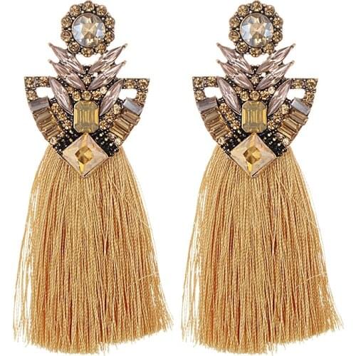 ZHINI Long Yellow Tassel Earrings Crystal Rhinestone korean Vintage Blue Big Flower Stud Earrings For Women Christmas earrings