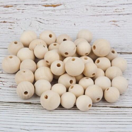 DoreenBeads 50/100/200PCs Natural Ball Wooden Beads Round Spacer Beads for DIY Jewelry Making Handmade Wood Beads 12/16/20/25mm
