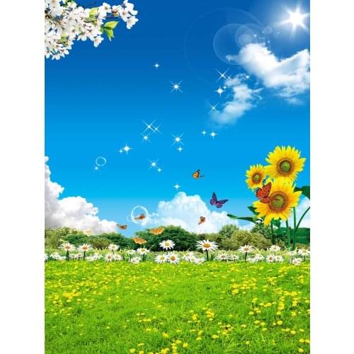 Blue sky kids photo backgrounds polyester dreamy natural garden photography backdrops for photo studio props photophone S-1772