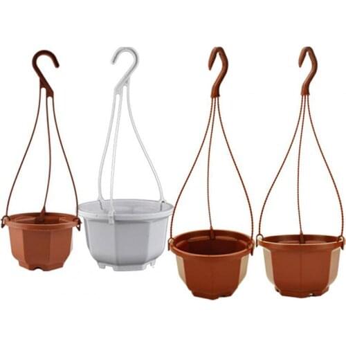 Hot Sale Practical Octagonal Coffee Flower Basket Reusable Plastic Raise Plastic Hanging Flower Pot Outdoor Decorative