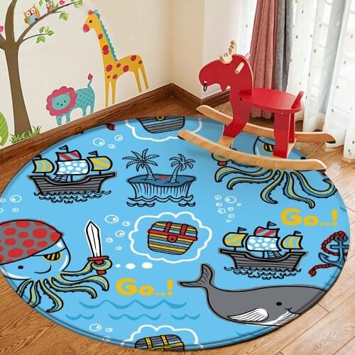 Tapis Cute Blue Dolphin Moon Pattern Kids play carpet Children Rug baby crawling flannel Children durable non-slip floor carpet