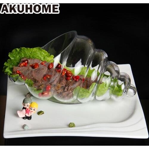 Creative Snail Shape Transparent Glass Art Concept Tableware Restaurant Plate Serving Plate Salad Transparent Plate Dinner
