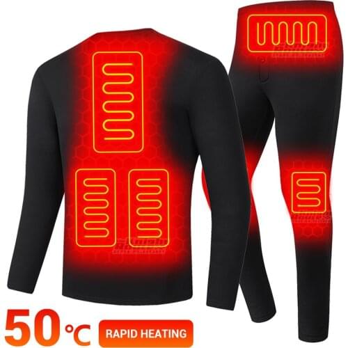 Heated Jacket Suit Heated Vest Winter Mens Warm Jacket Pants USB Thermal Underwear Hunting Equipment Hiking Ski Clothing