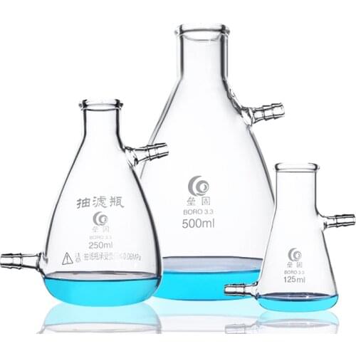 Lab Glass Suction Filter Bottles with Upper and Lower Spouts Accessory Flask with Side Arm Laboratory Filtration