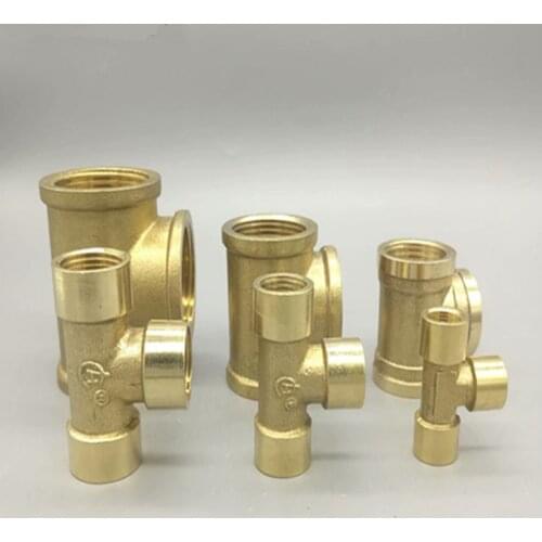 Brass Pipe Plumbing Fitting 1/8" 1/4" 3/8" 1/2" 3/4" 1" BSP Female Threaded 3 Way Tee T Adapter Coupler Connector