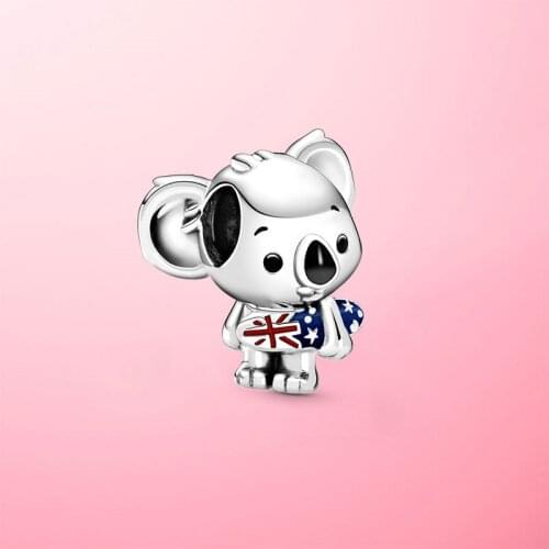 2020 Summer Hot 925 Sterling Silver Australia Surfing Koala Charm Beads Fit Original Pandora Bracelets DIY Jewelry Making Gift