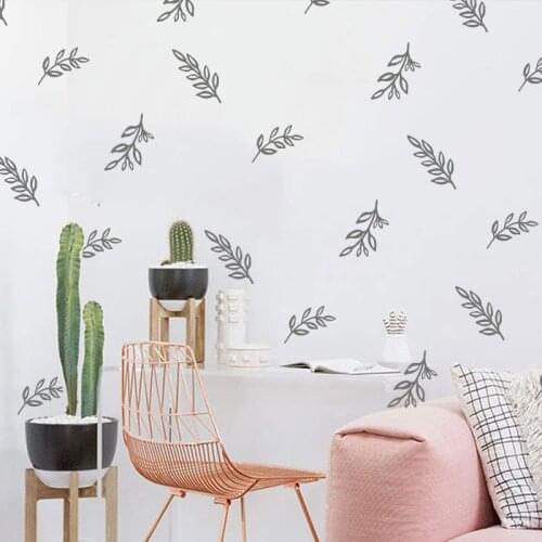 Cartoon Wild Flowers Twigs Leaves Wall Sticker Childron Room Sweet Hand Drawn Flowers Twigs Leaf Wall Decal Bedroom Vinyl Decor