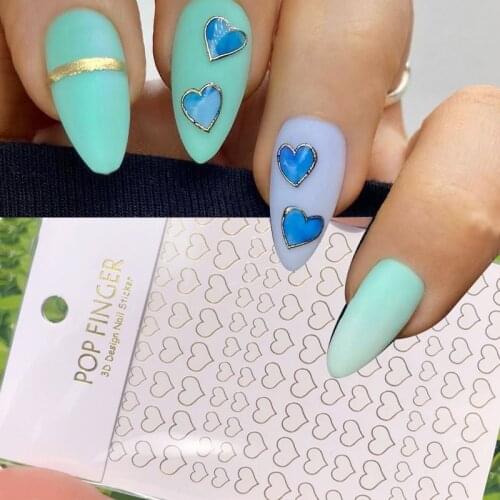 1pcs Hollow Love Heart Images 3D Stickers Decals 6 colors self-Adhesive Ultra-thin Slider Nail Art Decoration use Simple 2021