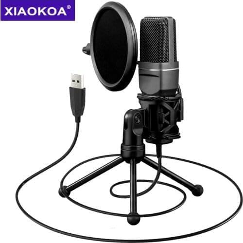 SF-777 Desktop USB Gaming Computer Condenser Microphone with Folding Stand Tripod P-o-p Filter for PC Video Recording Microphone