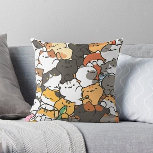 Neko atsume Throw Pillow Cushion Cover Polyester throw pillows case on sofa home living room car seat decor 45x45cm