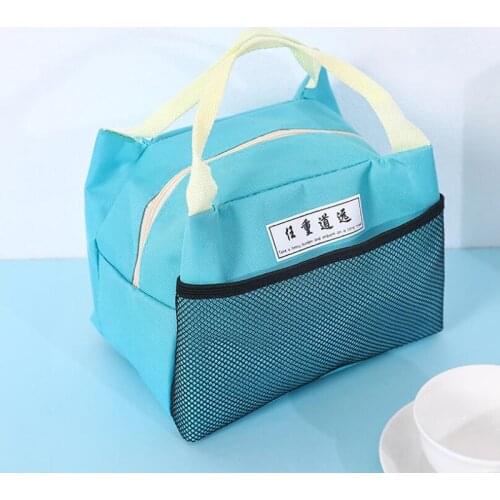 Solid Reusable Lunch Box Tote Bag Food Thermal Insulated Lunch Bags Grocery Pouch For Women Men Kids Work School Picnic Camping