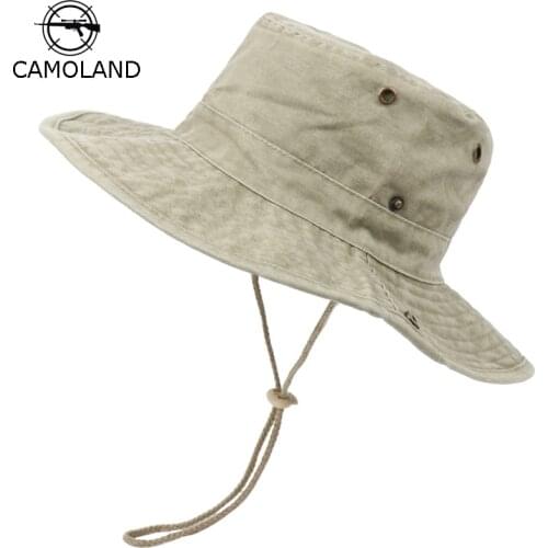 CAMOLAND Summer Autumn Sun Hats For Women Men Cotton Bucket Hat Washed Outdoor Boonie Fishing Hats Female Beach Caps