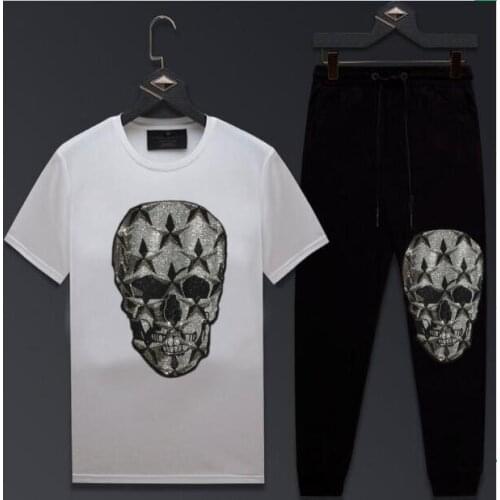 Casual Tracksuit Men 2 Pieces Sets Hot drill short Sleeve Mens Clothes Suit Hombre Plus Size 4XL