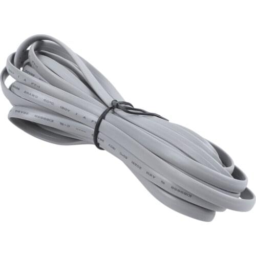 RISE-Gray Plastic Noodles 6P6C RJ11 M/M Flat Telephone Cable Cord 5M 16ft