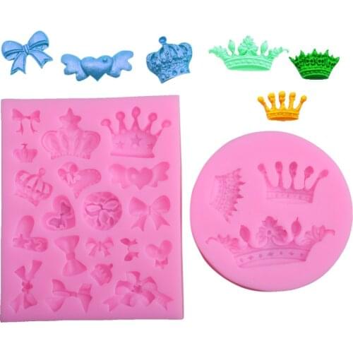 Crown Bow Tie Silicone Cake Jelly Mold DIY Cartoon Candy Chocolate Fondant Polymer Clay Decorating Mould Kitchen Baking Tools
