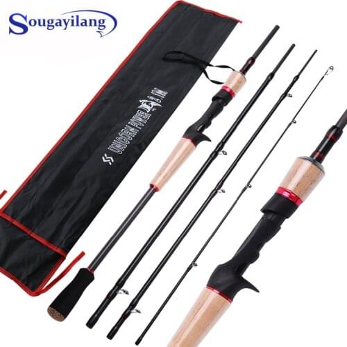 Sougayilang Spinning Casting Carbon Fishing Rod 2.1M 2.4M M Power 4 Sections Ultra Light Portable Travel Fishing Rods Pesca