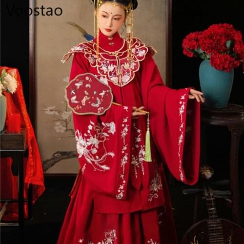 Traditional Chinese Style Hanfu Dress Women Oriental Elegant Retro Ming Dynasty Fairy Wedding Dresses Ancient Princess Costumes