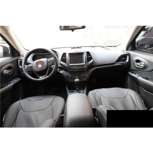 Carbon Fibre Center Console Steering Wheel Gear Door Handle Air Outlet Decorated Frame For Jeep Cherokee CAA178A