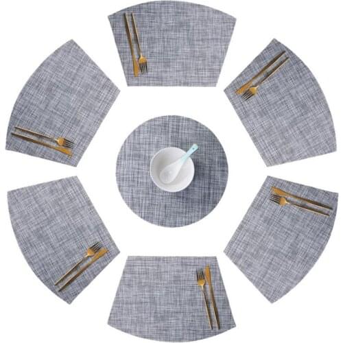 Teslin fan-shaped round dining table mat hotel round table cutlery insulation pad washing and easy-drying PVC mat