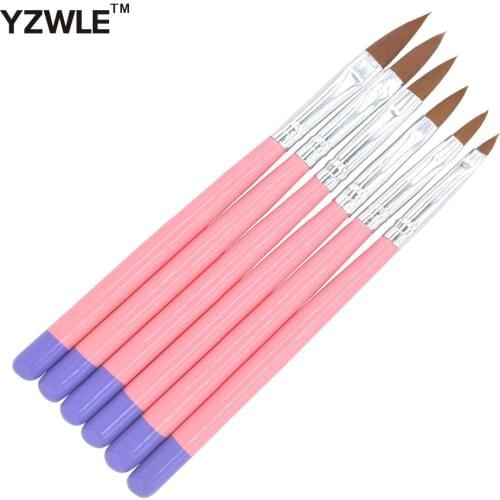 YZWLE 6Pcs/Pack Nail Brush Set UV Gel Acrylic Pupple Nail Brush Pen For Nail Art, Manicure Pedicure Tool 30