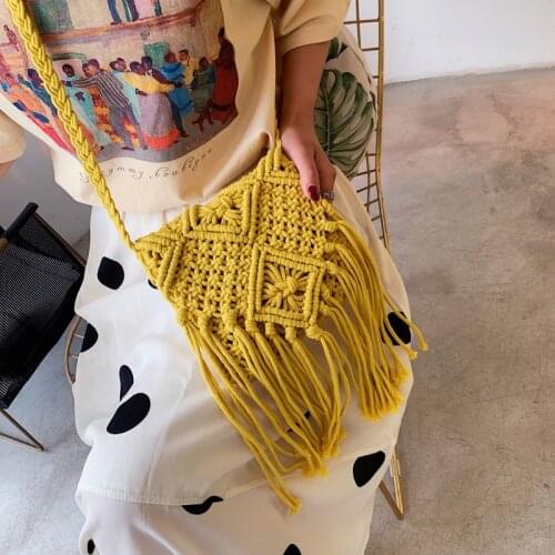 Female Cotton Beach Bag Crossbody Bags For Women 2020 Summer Knitting Designer Handbags Ladies Tassel Shoulder Messenger Bag Sac