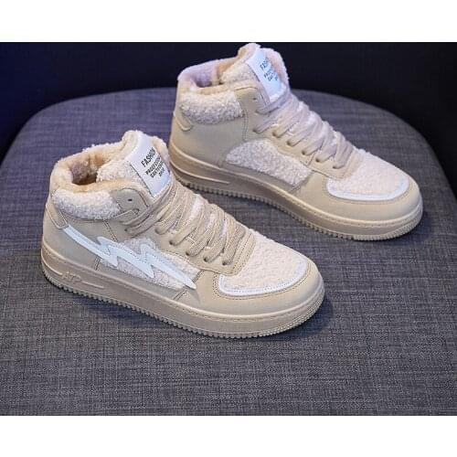 Women Sneakers 2020 Winter Ladies Sport Shoes Female Trainers Platform Student Running Shoe Femme High-Top Brushed Warm Footwear