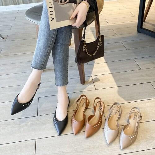 2021 New Slippers Women Wear Casual Pointed Rhinestone Baotou Shoes with Solid Color Cool Drag Tide After Tripping In Summer