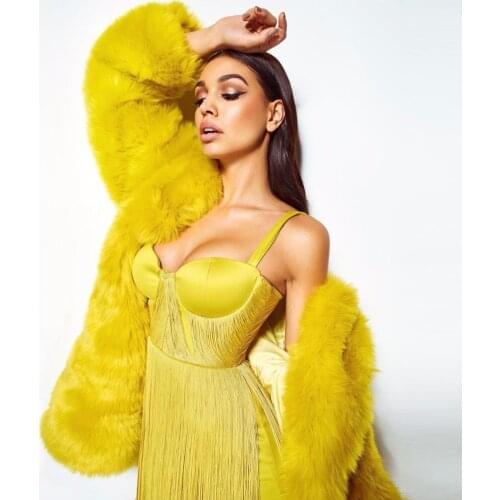 Sexy Fringe Bandage Dress Party Women Summer Spaghetti Strap Celebrity Long Tassel Fashion Designer Dress