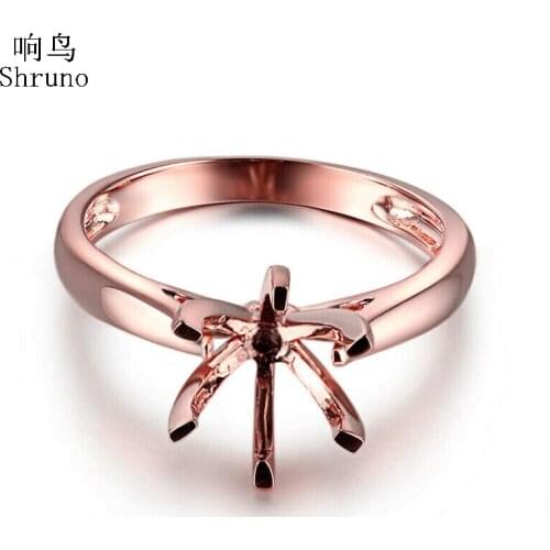 LaiZuan Solid 10K Rose Gold Women Trendy Fine Jewelry Engagement Wedding Semi Mount Ring Setting Fit Round Cut 7.75mm to 9mm
