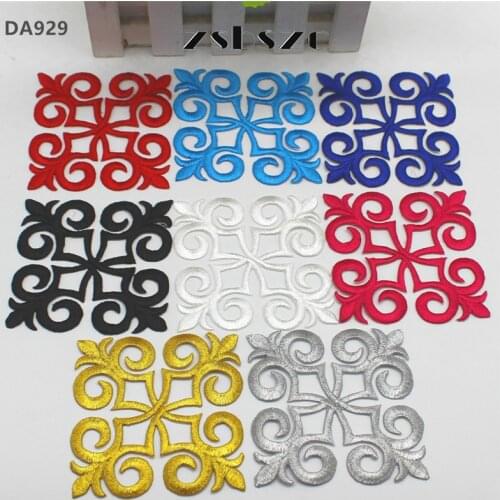 Zsbszc popular 1pcs 8cm*8cm Iron on Embroidery Patch Golden silver red Appliqued Costume Appliques DIY Garment Patches DA929