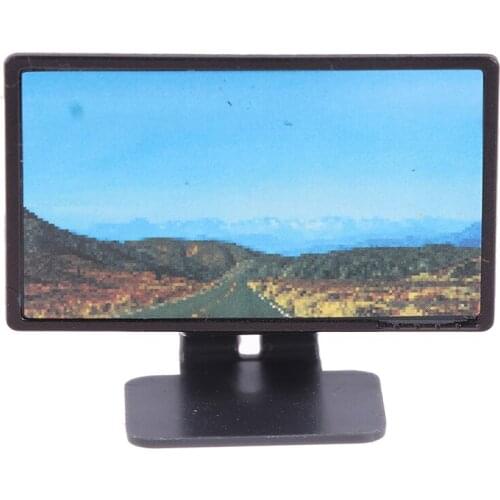 1pc Plastic Dollhouse Miniature Flat Screen TV Television With Picture Doll House Furniture Accessories Toy