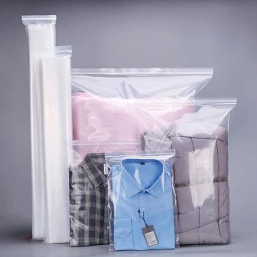 Big Size 10pcs Clear Zipper Seal Travel Storage Bags For Clothes Packaging Zip Lock Valve Slide Seal Pack Pouch Cosmetic