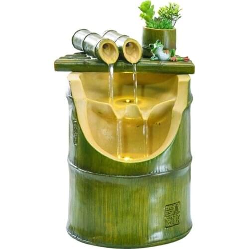 110v/220v Creative Resin Bamboo Water Fountain Living Room Office Desktop Feng Shui Ornamental Lucky Home Decor Bonsai Ornaments