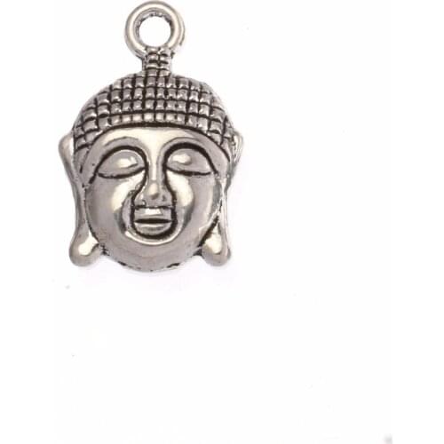 15pcs Antique Silver Plated Buddha Head Charms Pendants for Jewelry Making Bracelet Findings DIY Handmade 22x14mm