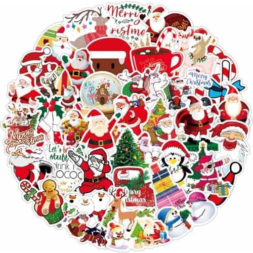 50Pcs/Box Christmas Decorative Sticker Merry Santa Claus Shaped Stickers For Diy Scrapbook Diary Album Decoration Stationery