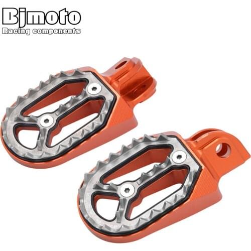 BJMOTO Moto Accessories For SX EXC 125 200 390 690 D uke CNC Dirt Bike Foot Pegs Rear Passenger Footrests Husavama 85cc-530cc