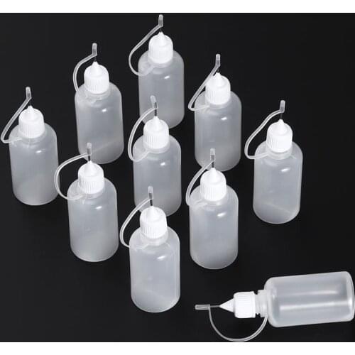 10Pcs 30ml Needle Tip Glue Bottle Empty Dropper Plastic Bottles Liquid Bottle Applicator DIY Quilling Tool Precision Bottle