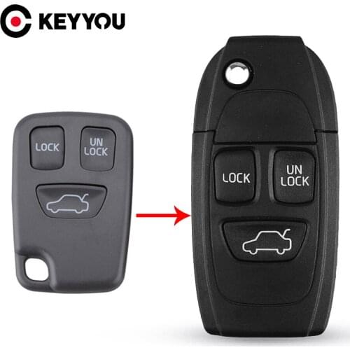 KEYYOU Car Key Case Shell Cover Remote Folding For Volvo XC70 XC90 V50 V70 S60 S80 C30 Fob Replacement 2/34/5 Buttons