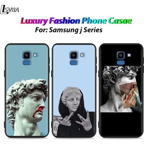 Black Shell Michelangelo Art Statue for Samsung Galaxy J7Duo J2 J4 Core J6 J4 Plus J8 J3 J7 J5 Prime 2018 2017 Phone Case