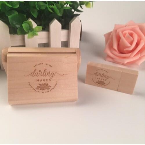 Custom Wooden Box+Square maple usb 2.0 memory flash stick pen drive
