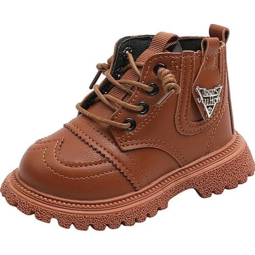 CUZULLAA Children Martin Boots Autumn Winter 1-6 Years Boys Girls British Leather Boots Kids Fashion Waterproof Shoes Size 21-30