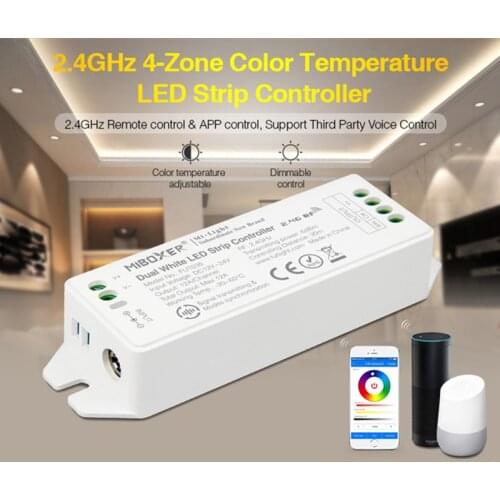 FUT035 (Upgraded) Miboxer 2.4GHz 4-Zone Color Temperature DC12V~24V Double white led lamp tape dimmer LED Strip light Controller