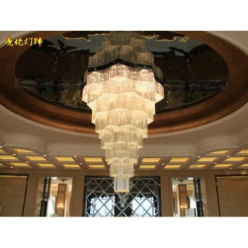 Hotel lobby engineering lighting villa sales department large crystal club hall project chandelier non-standard custom