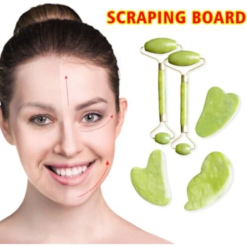 Huiyun Natural Jade Stone Massager Roller Guasha Board Scraper Set For Face Lift Beauty Slimming Skin Relaxation Neck Thin Tools