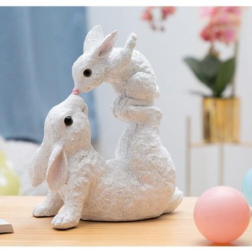AND CUTE MOTHER AND CHILD RABBIT DECORATION RESIN STATUE LIVING ROOM BEDROOM CAFE DESKTOP CRAFTS DECORATION WEDDING BIRTHDAYGIFT