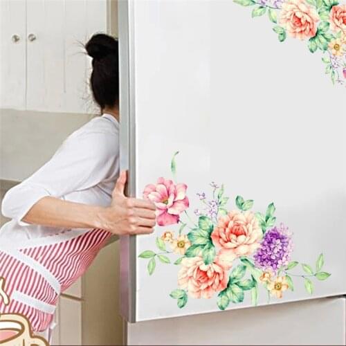 Colorful Flower Floral Vine Stickers bathroom Toilet Refrigerator cupboard Wedding Decoration Wall stickers decals for toilet