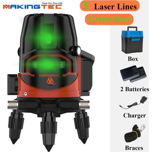MAKINGTEC 2/3/5 Cross Lines Laser Level Automatic Self Leveling 360 Horizontal & Vertical Indoor Outdoor Receiver Auto Line Lase
